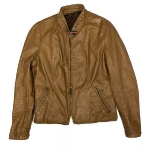 Vintage BROOKS Women’s LEATHER Motorcycle Cafe Racer Jacket Sz Small USA Talon